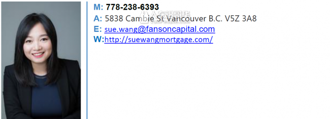 Sue Wang贷款专家 免费快速评估，最佳利率，定制方案，快速放款 778-238-6393