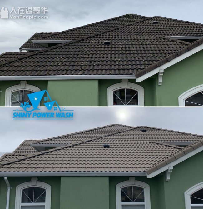 专业屋顶清洗/除青苔/三年质保，外墙与地面清洗，专业设备，保险齐全，Shiny Power Wash